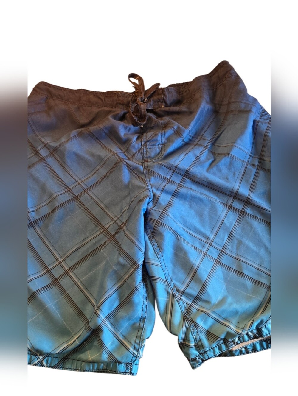 OP (Ocean Pacific) Blue Plaid Swim Trunks Size XL